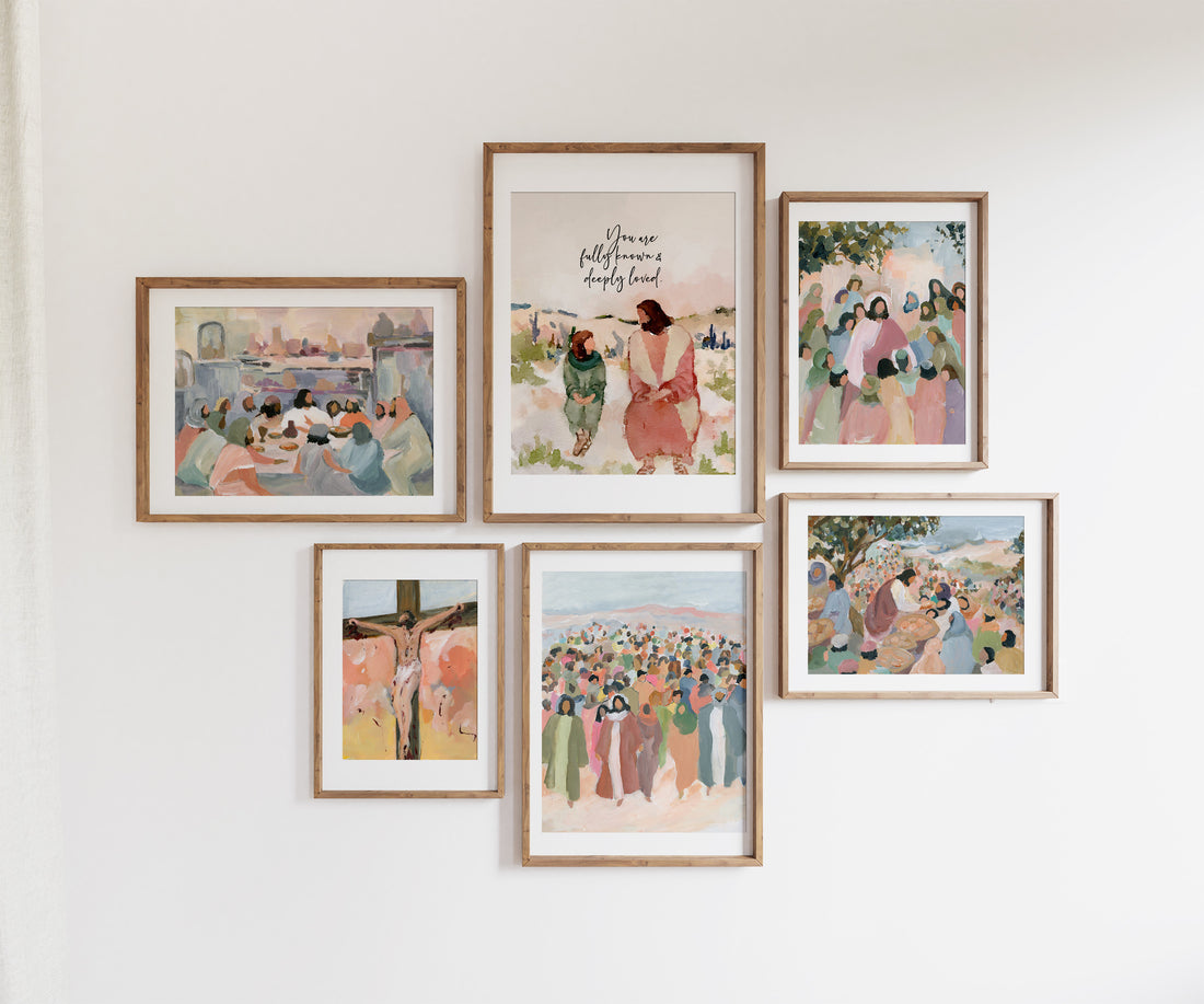 A contemporary Christian art collection of classic Bible story scenes 