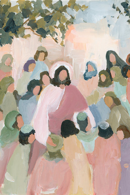 Contemporary Religious Art - Jesus Welcoming Children Art "Let the Children Come"