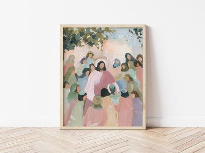 Contemporary Religious Art - Jesus Welcoming Children Art "Let the Children Come"