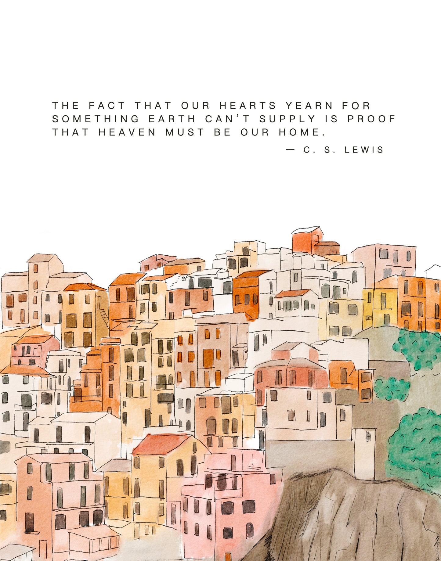 Christian Art - C S Lewis "Heavenly Home" Quote Art