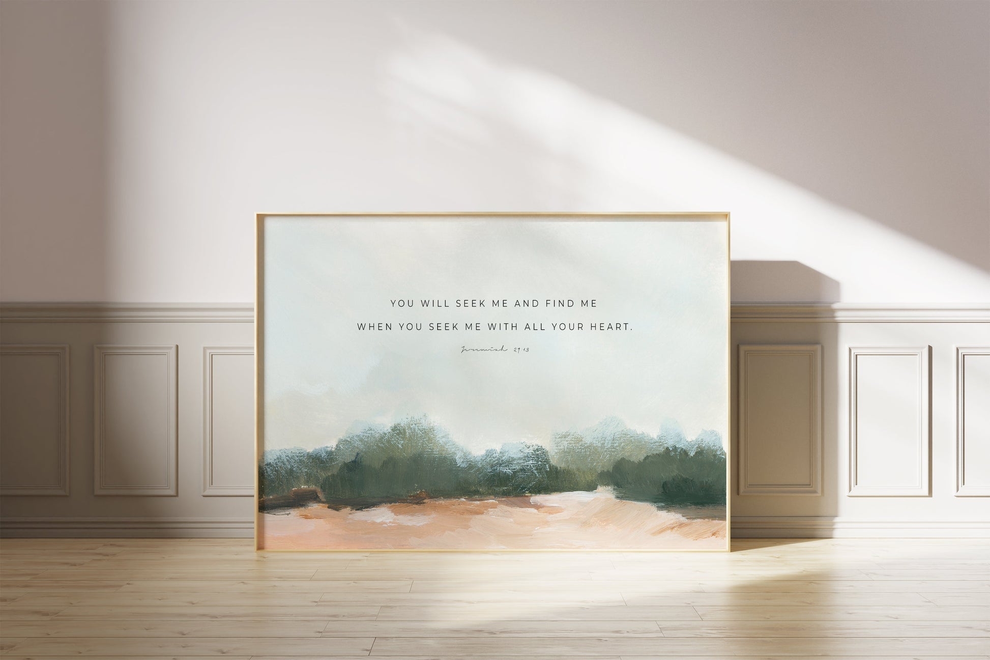 Christian Art - Landscape with Bible Verse Jeremiah 29:13 "Seek and Find"