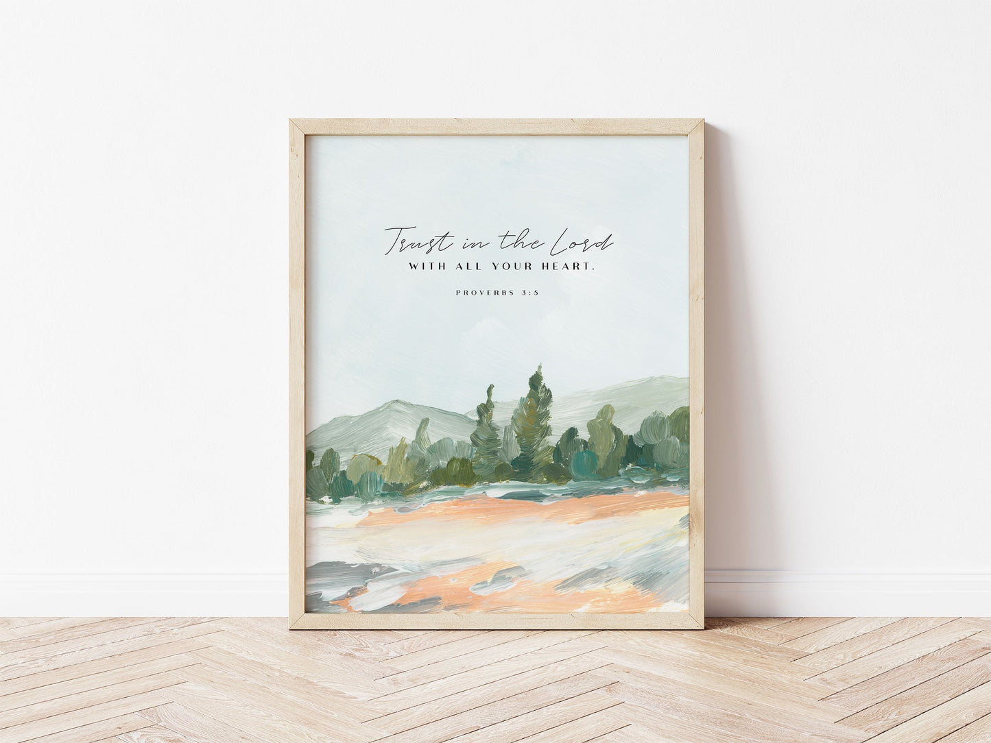 Christian Art - Landscape with Bible Verse Proverbs 3:5