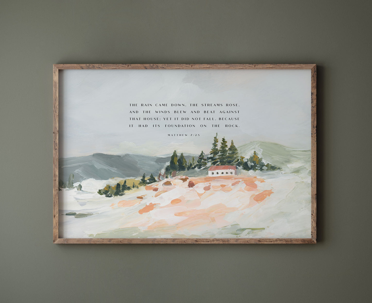 Christian Art - Landscape with Bible Verses Matthew 7:24-26