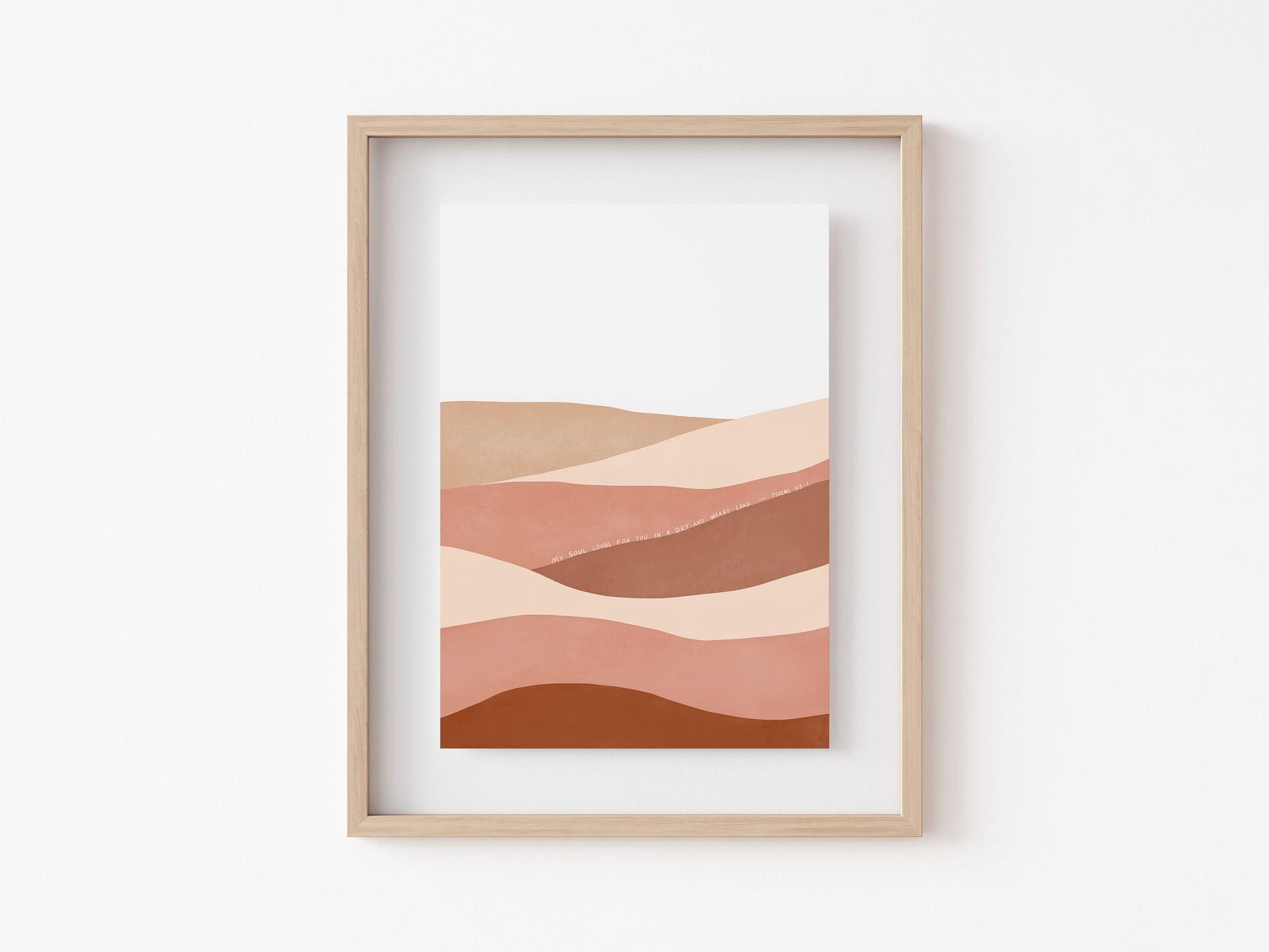 Christian Art Minimalist Desert Art with Bible Verse Psalm 63:1