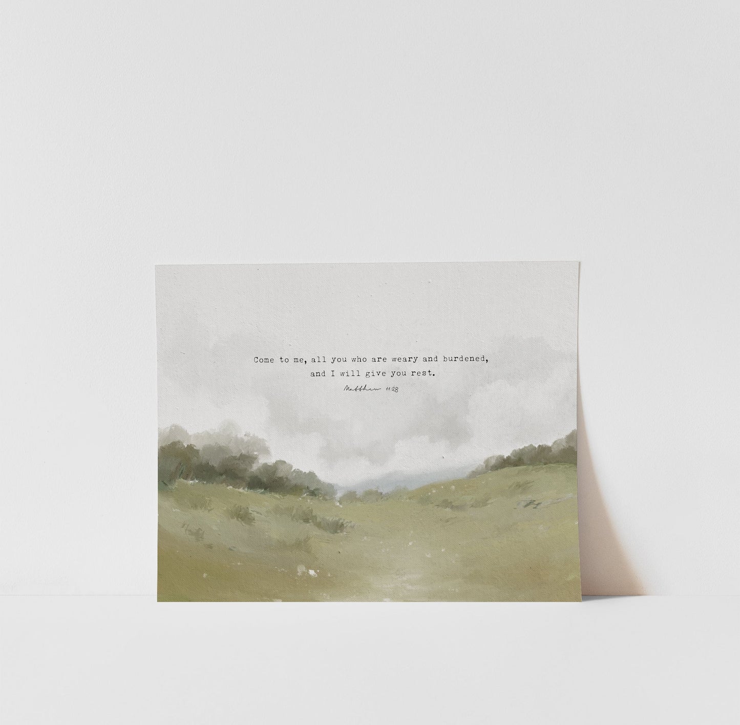 Christian Art - Vintage Landscape with Bible Verse - Matthew 11:28