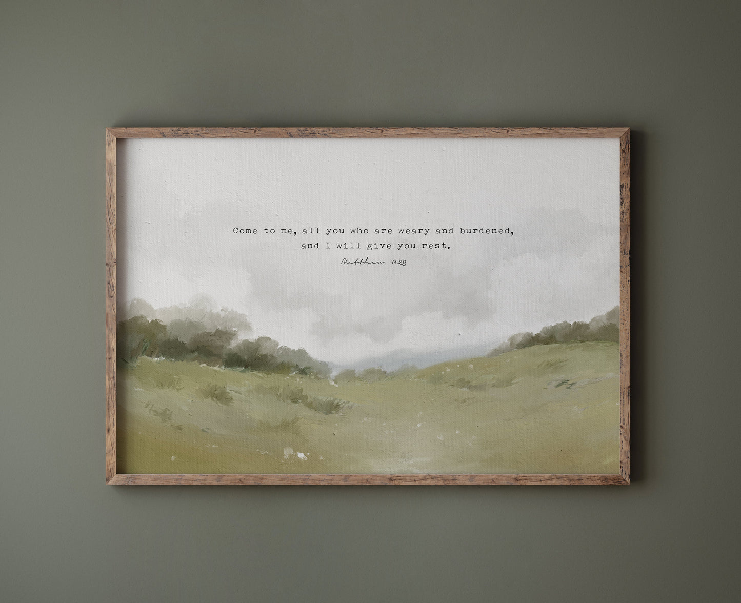 Christian Art - Vintage Landscape with Bible Verse - Matthew 11:28