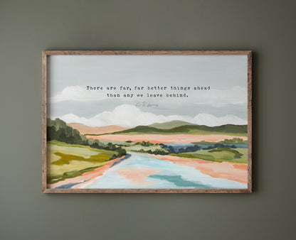 Christian Landscape Art with C S Lewis Quote - "Far Far Better Things"