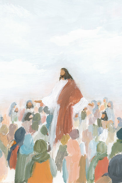 Modern Christian Art - Jesus Teaching the Crowd Painting