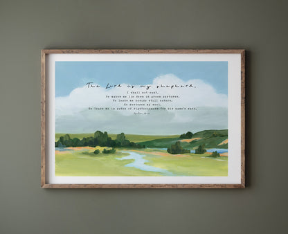 Landscape Art with Bible Verses - Psalm 23