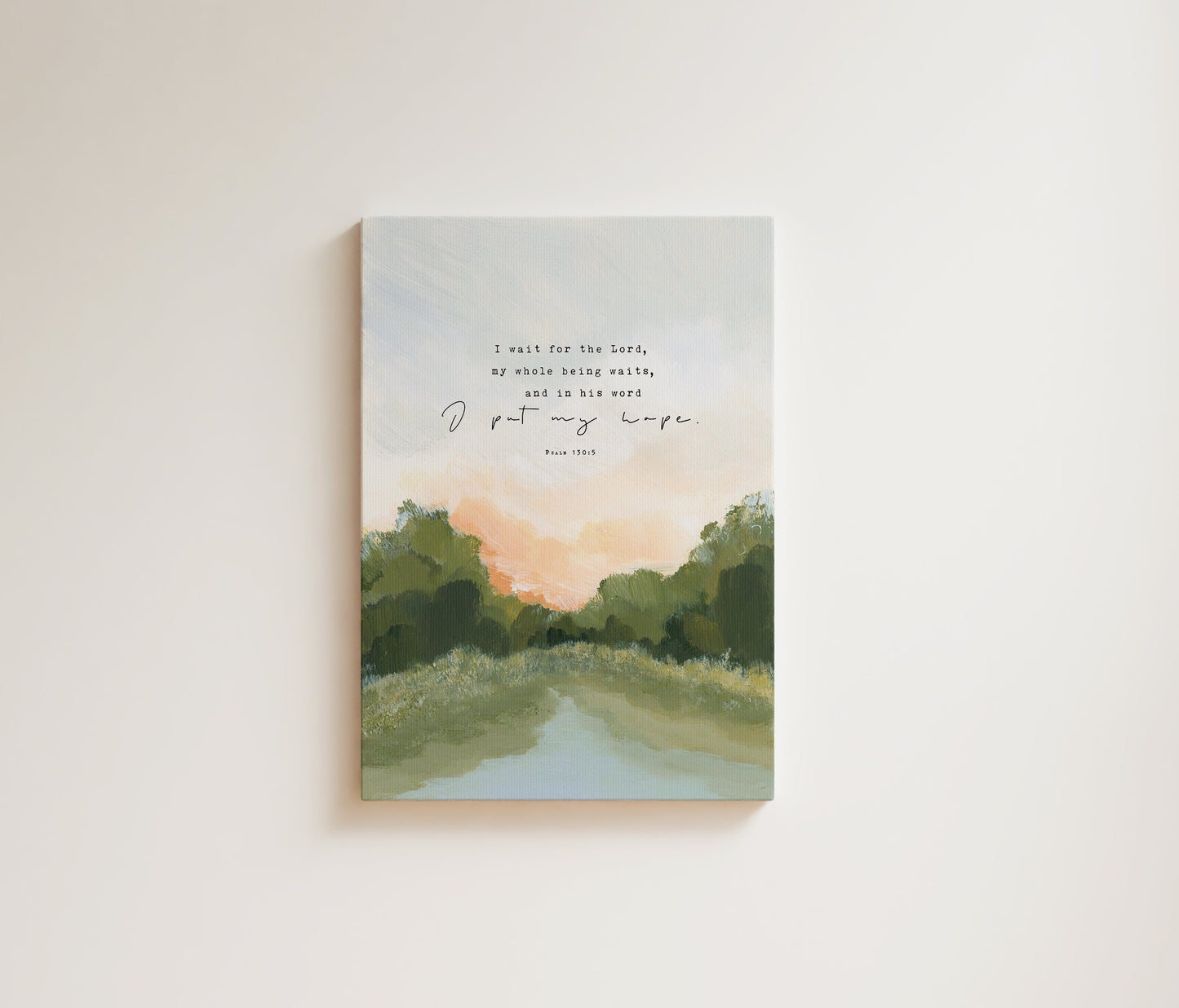 Landscape with Bible Verses Art - Psalm 130: 5 "Awaits"