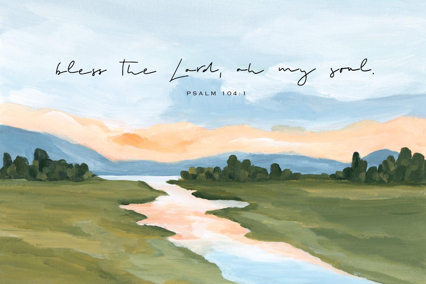 Large Christian Art - Landscape with Bible Verse Psalm 103:1