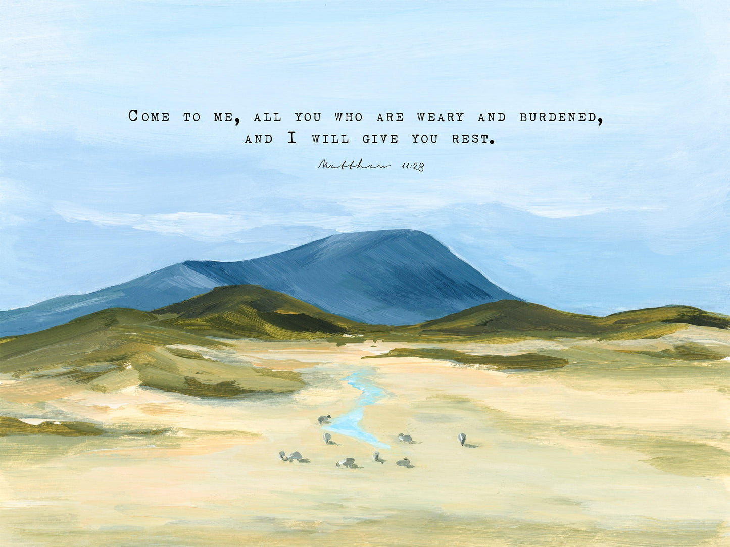 Large Christian Art - Landscape with Scripture Matthew 11:28