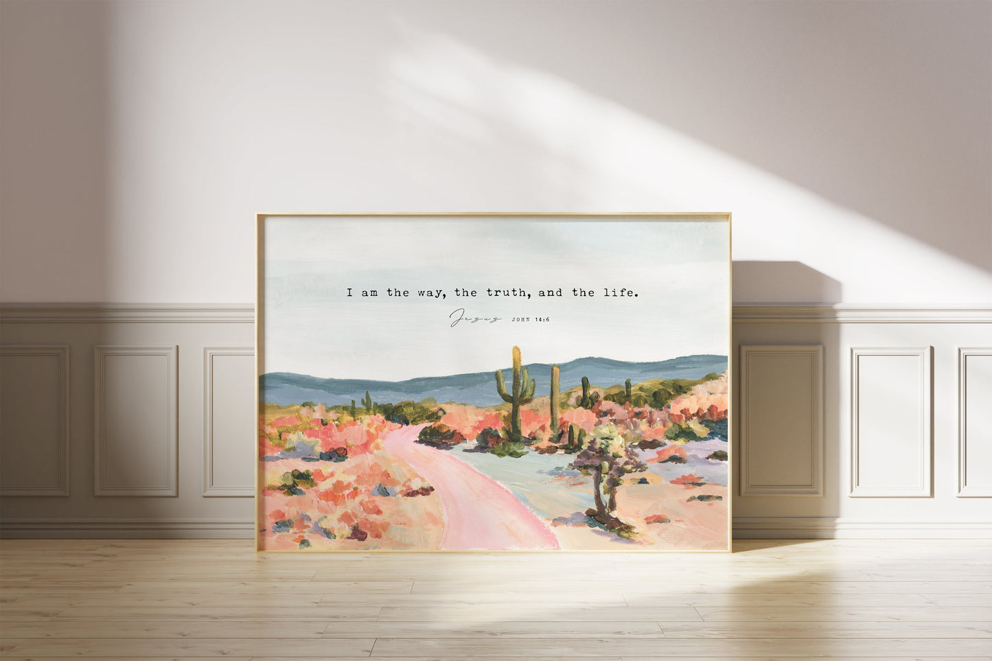 Large Size Christian Wall Art - Landscape with Bible Verse John 14:6