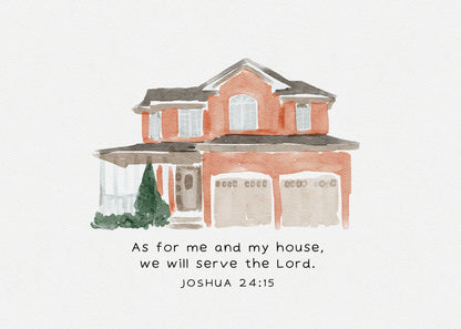 Modern Christian Art - Bible Verse Art "As for Me and My House"