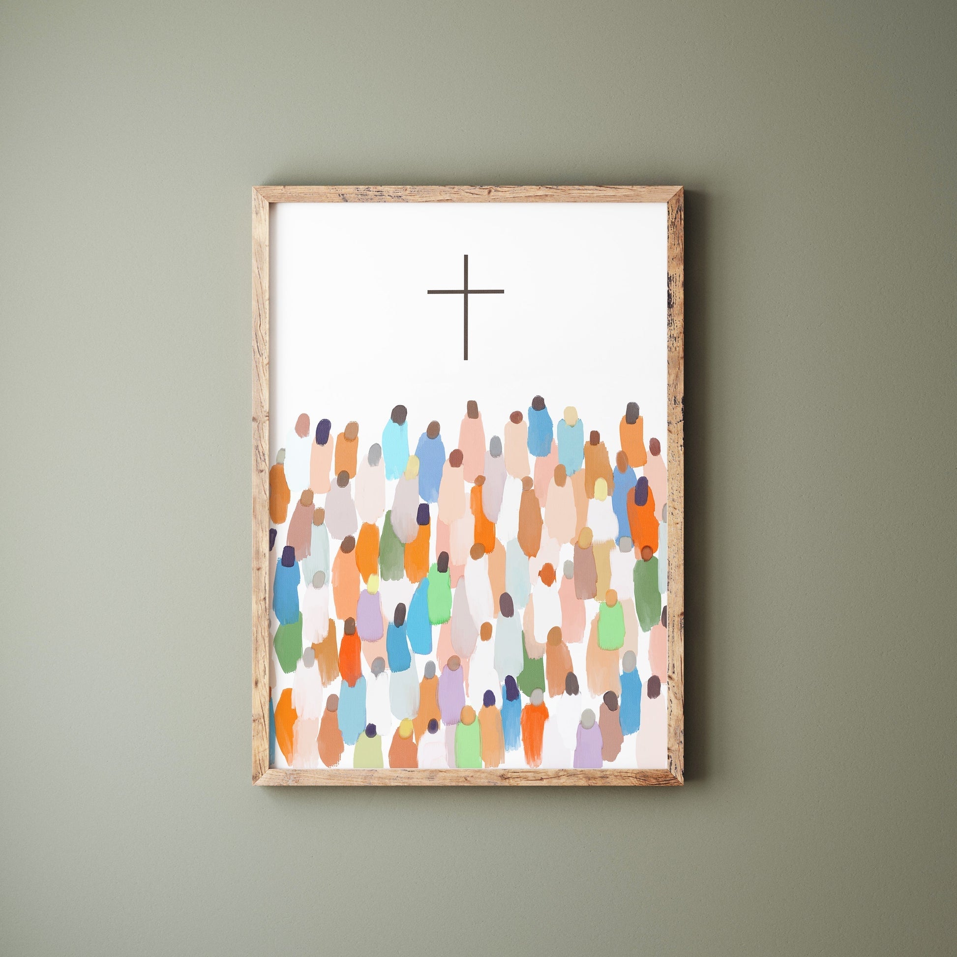 Modern Christian Art - CROSS AND PEOPLE