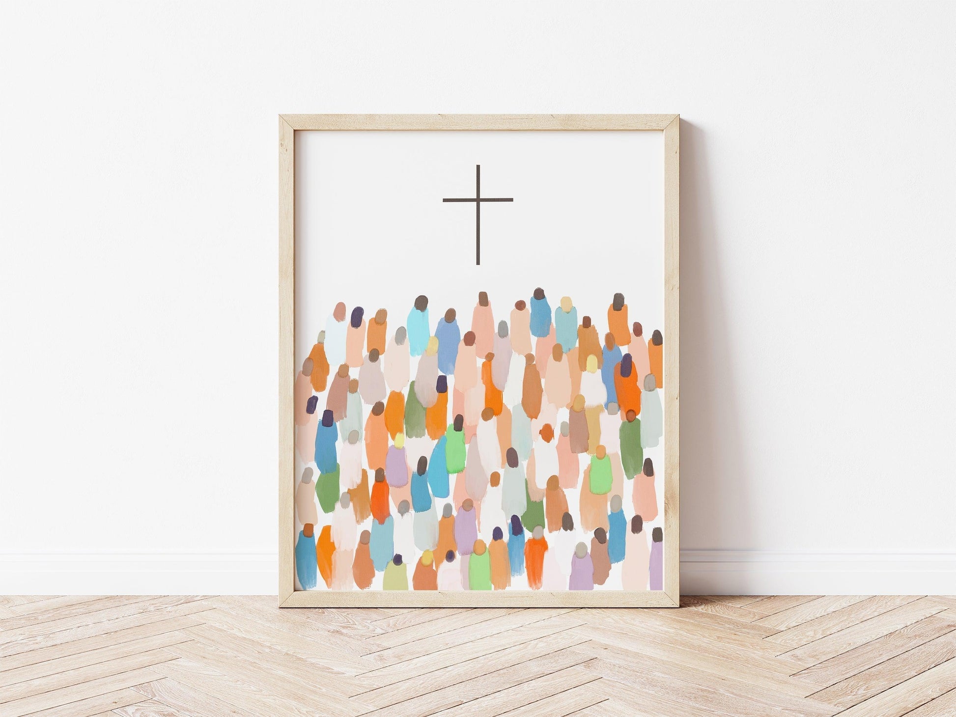 Modern Christian Art - CROSS AND PEOPLE