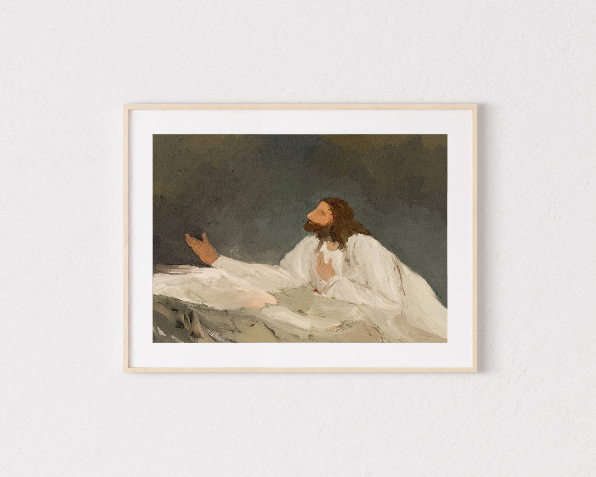 Modern Christian Art | Jesus Praying - Bible Story Art