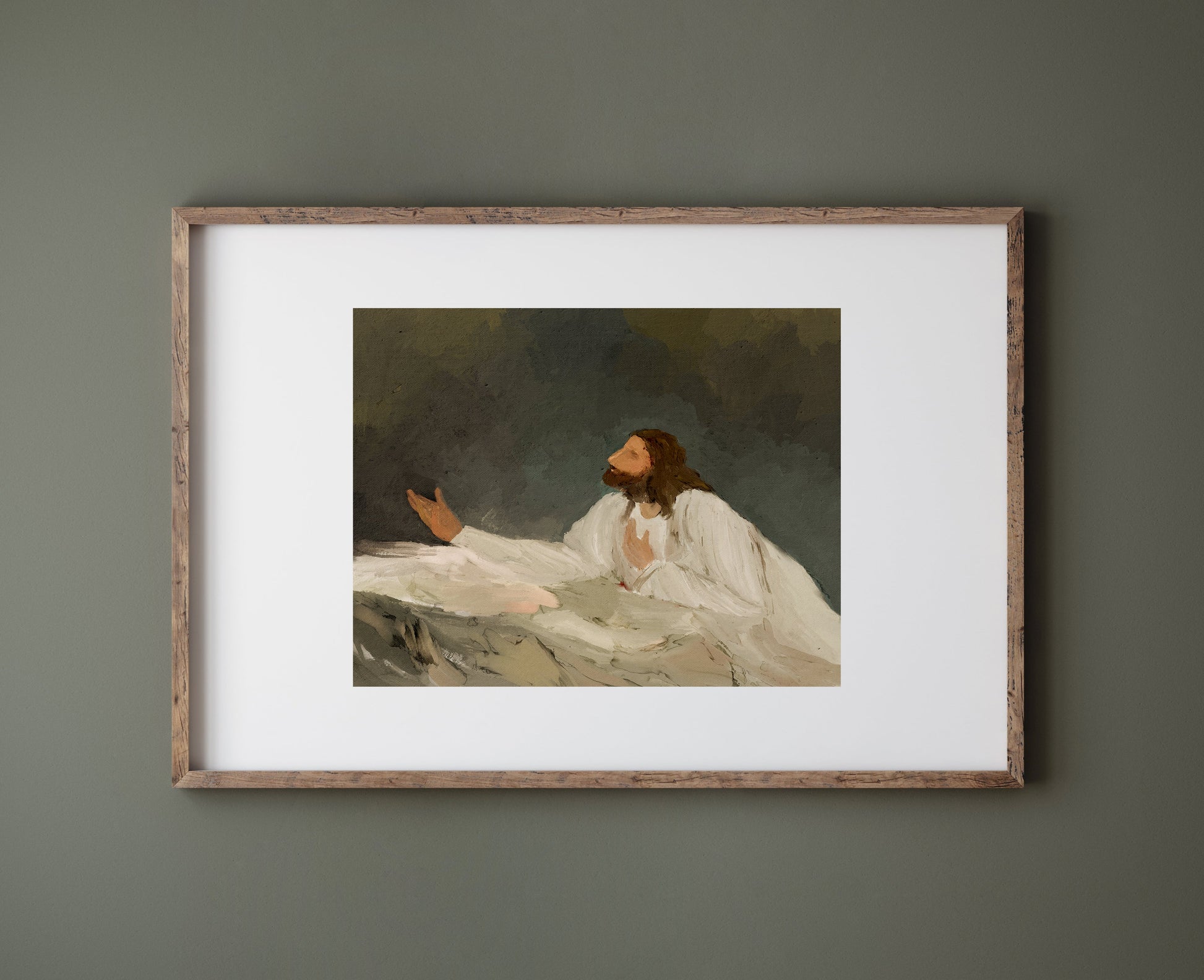 Modern Christian Art | Jesus Praying - Bible Story Art