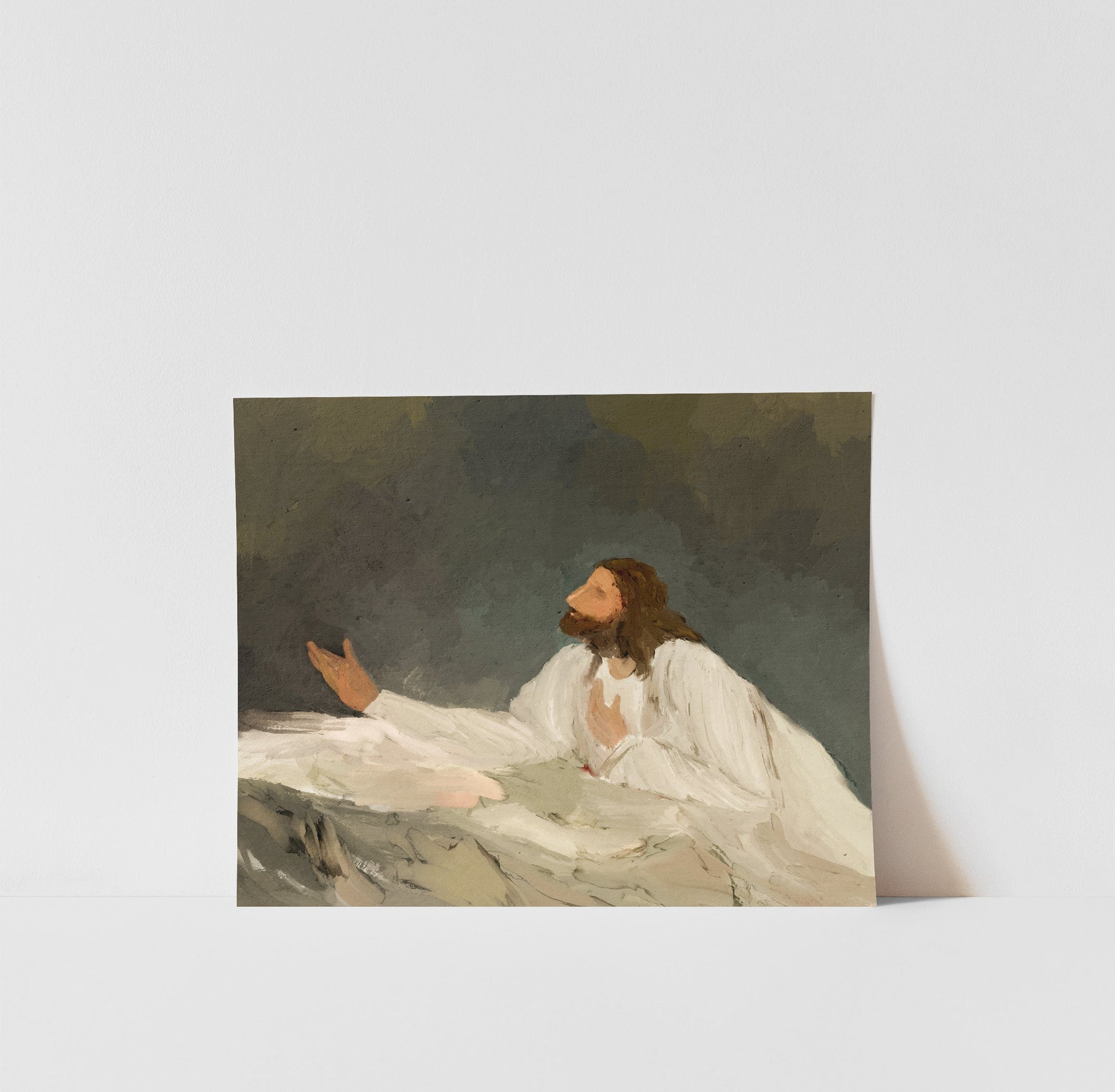 Modern Christian Art | Jesus Praying - Bible Story Art