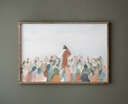 Modern Christian Art - Jesus Teaching the Crowd Painting