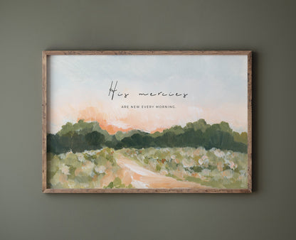 Modern Christian Art - Landscape with Bible Verses - New Mercies