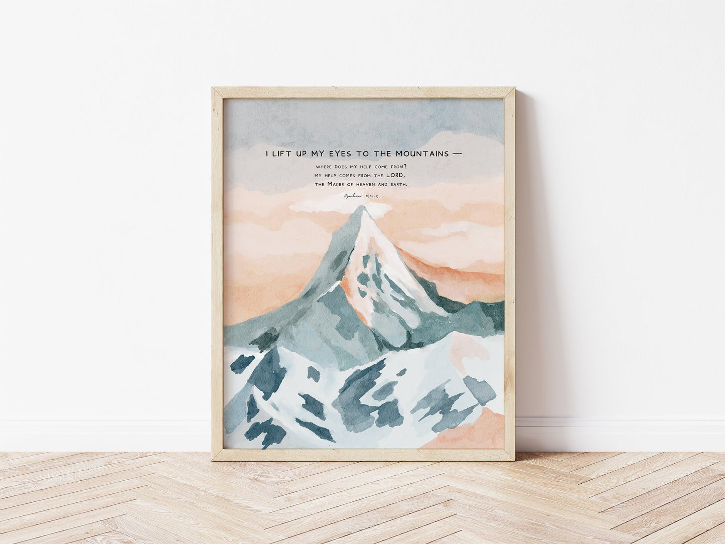 Modern Christian Art - Mountain Landscape with Psalm 121