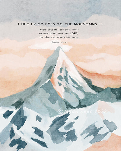 Modern Christian Art - Mountain Landscape with Psalm 121