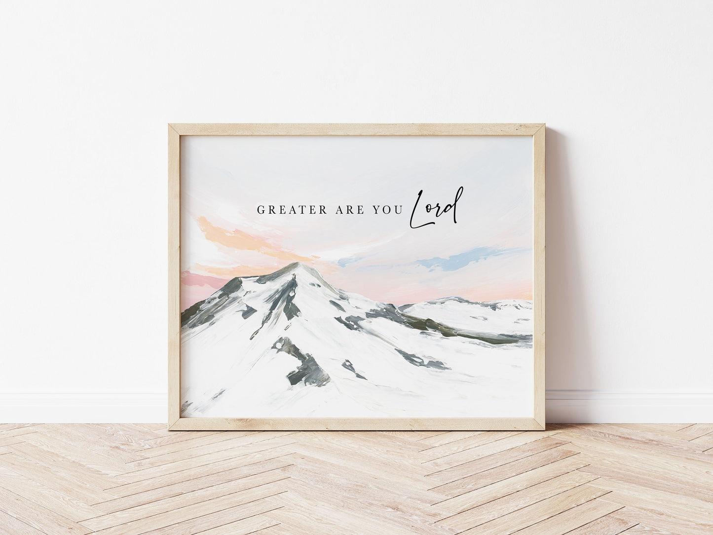 Modern Christian Art - Mountain Painting "Greater Are You Lord"