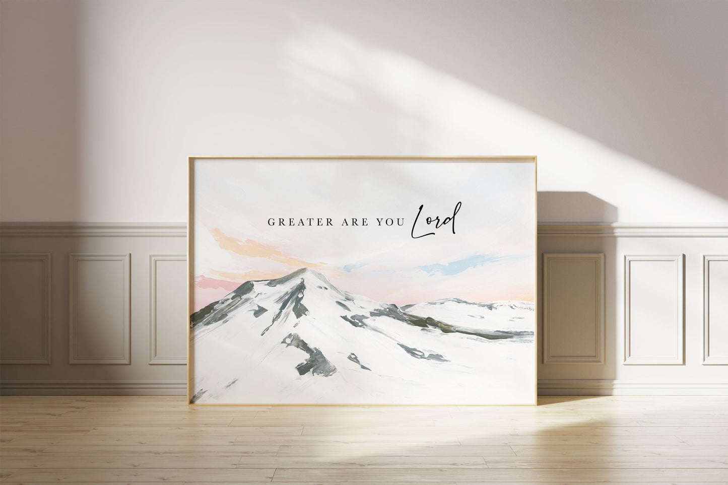 Modern Christian Art - Mountain Painting "Greater Are You Lord"