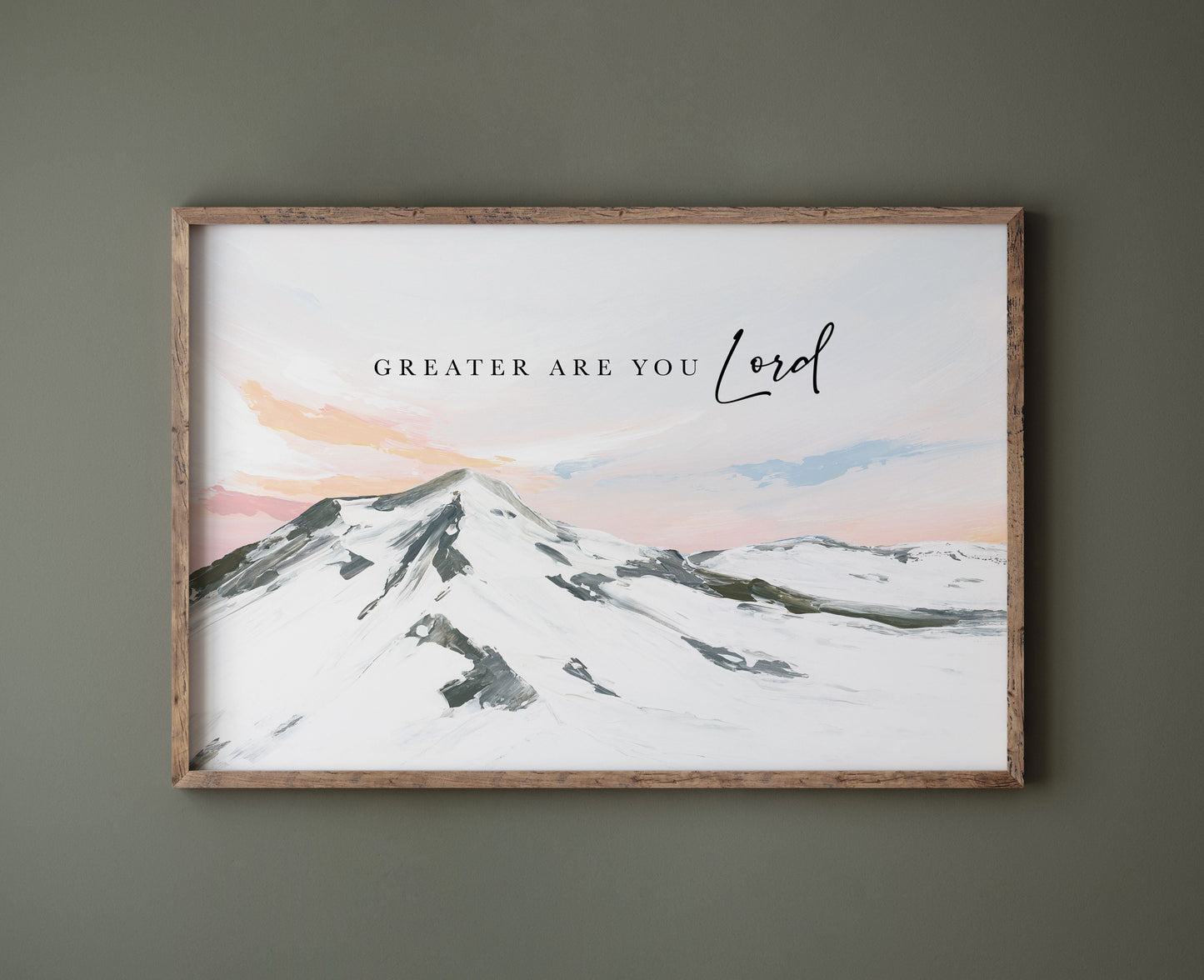 Modern Christian Art - Mountain Painting "Greater Are You Lord"