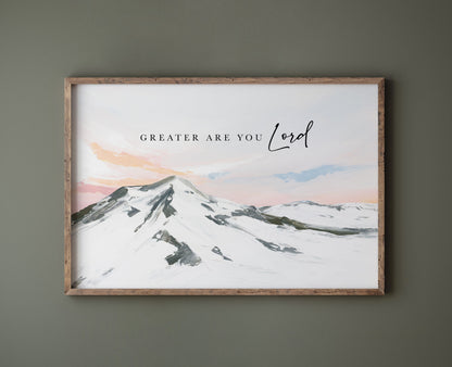 Modern Christian Art - Mountain Painting "Greater Are You Lord"