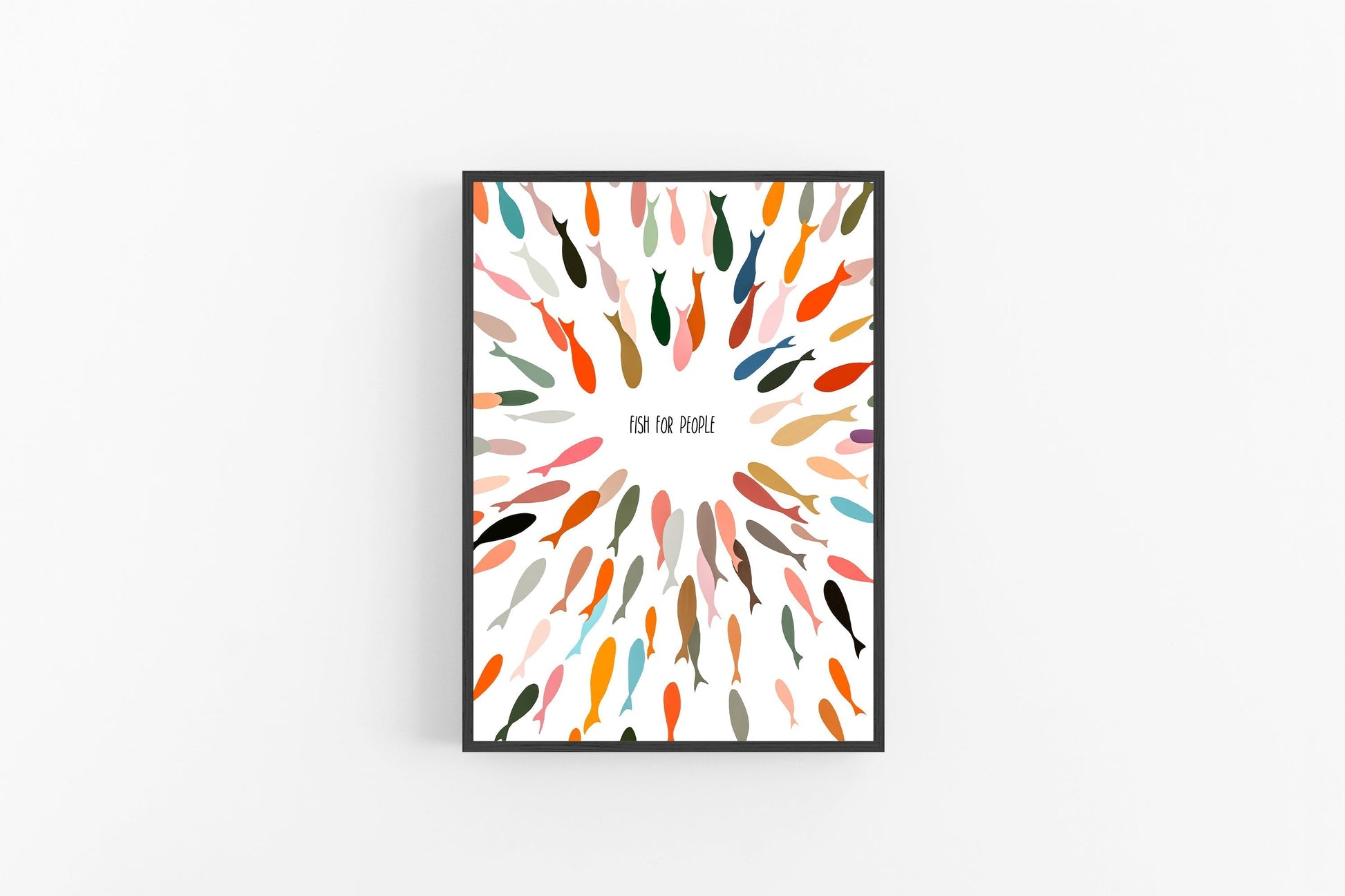 Modern Christian Art Print - Colorful Fish Cluster "Fish for People"