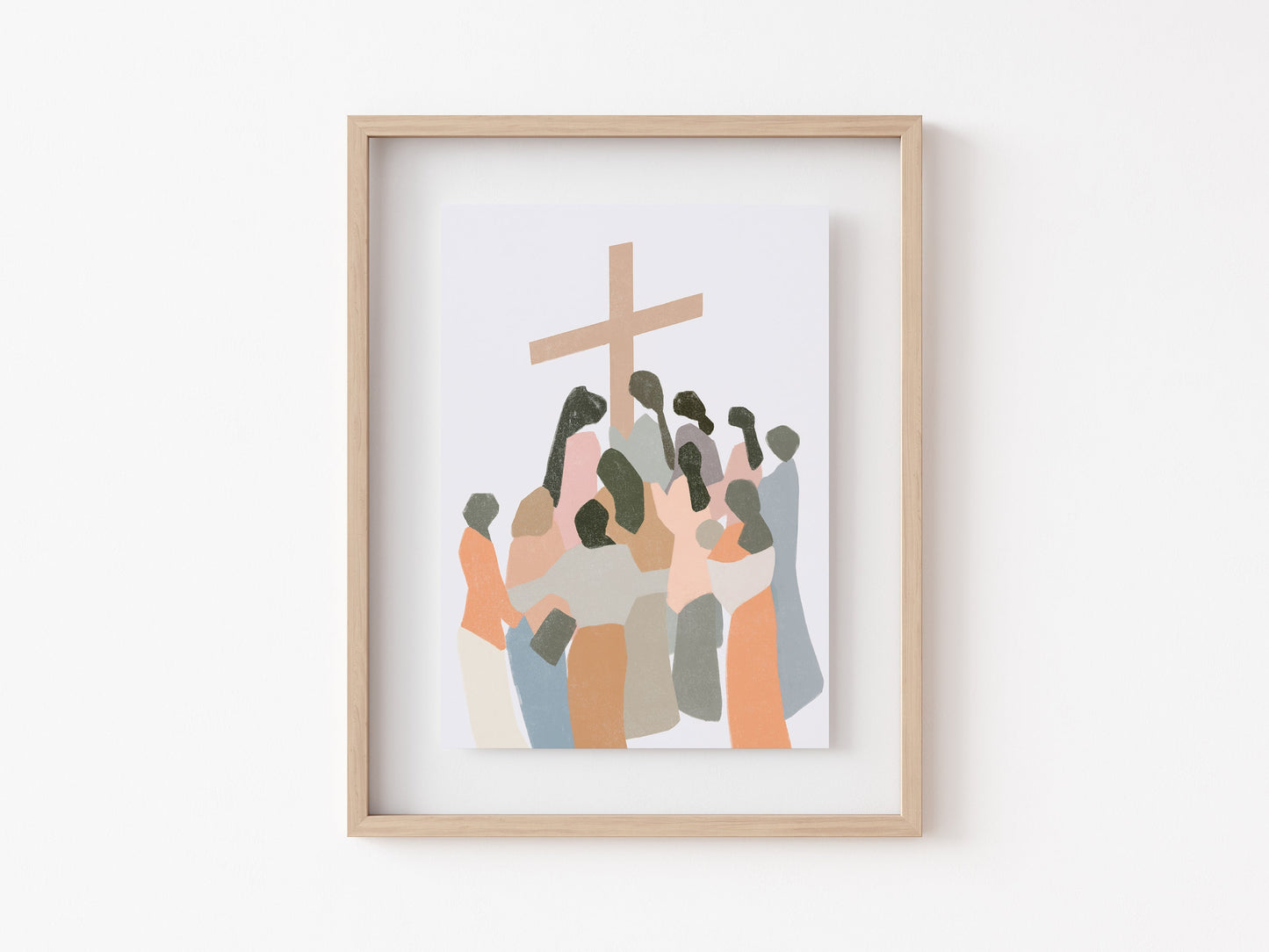 Modern Christian Art Print Cross Art "Love One Another"