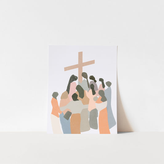 Modern Christian Art Print Cross Art "Love One Another"