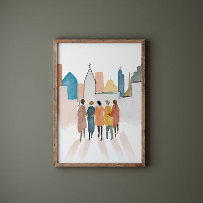 Modern Christian Art Print - Sisterhood in Christ