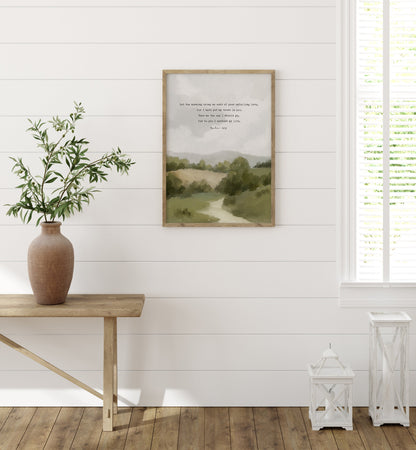 Modern Christian Art | Vintage Landscape with Psalm 143:8