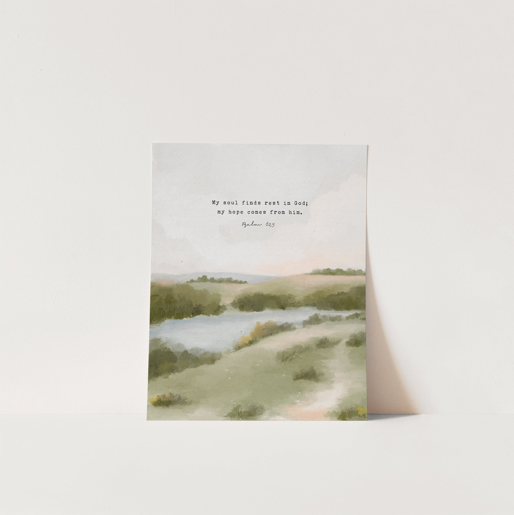 Modern Christian Art | Vintage Landscape with Psalm 62:5 - Inspirational Wall Art