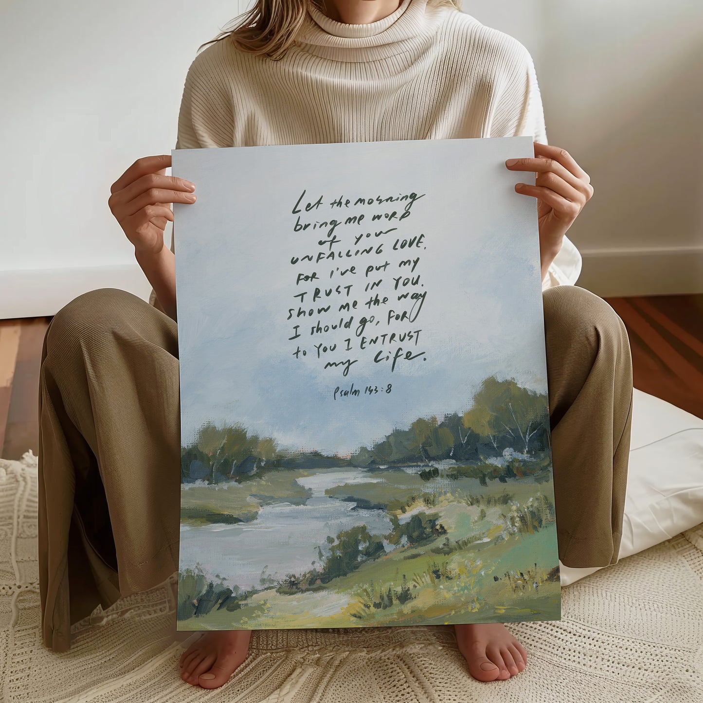 Christian Art Print - "Psalm 143:8" Bible Verse Landscape Art Print