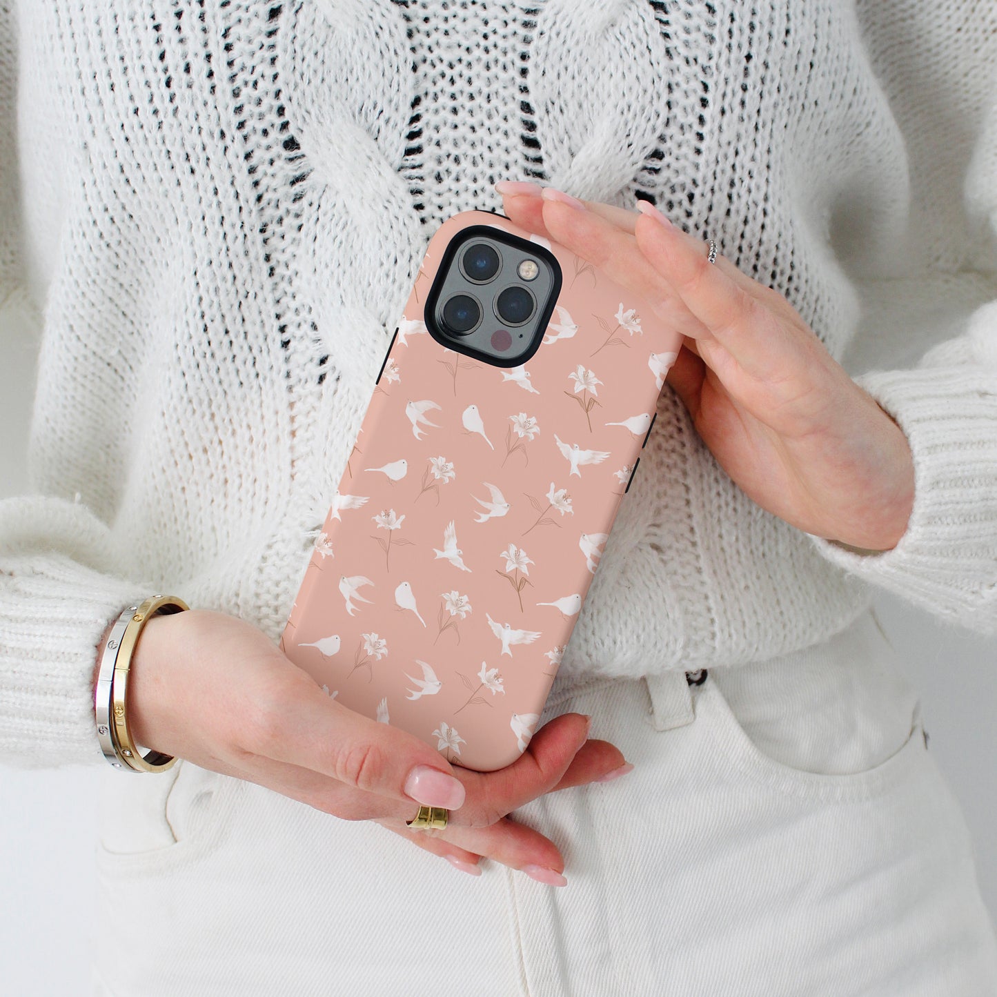 "Lilies and Birds" Phone Case - Blush