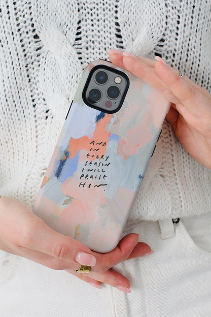 "In Every Season" Phone Case – Abstract Acrylic with Bible Verse