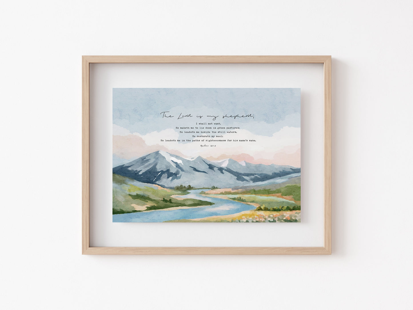 Psalm 23 Bible Verses Art - Watercolor Landscape Art