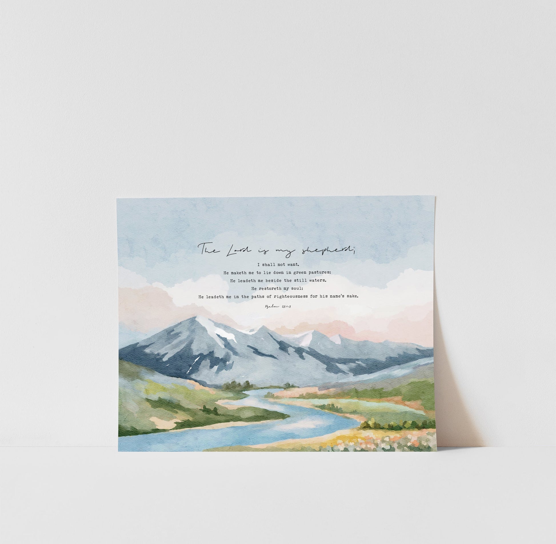 Psalm 23 Bible Verses Art - Watercolor Landscape Art