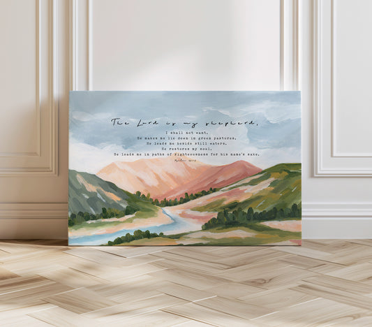 Large Christian Art - Landscape with Scripture Psalm 23