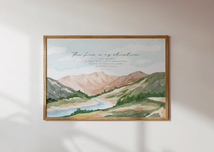 Scripture Art Psalm 23 Watercolor Landscape Art