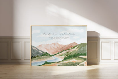 Scripture Art Psalm 23 Watercolor Landscape Art