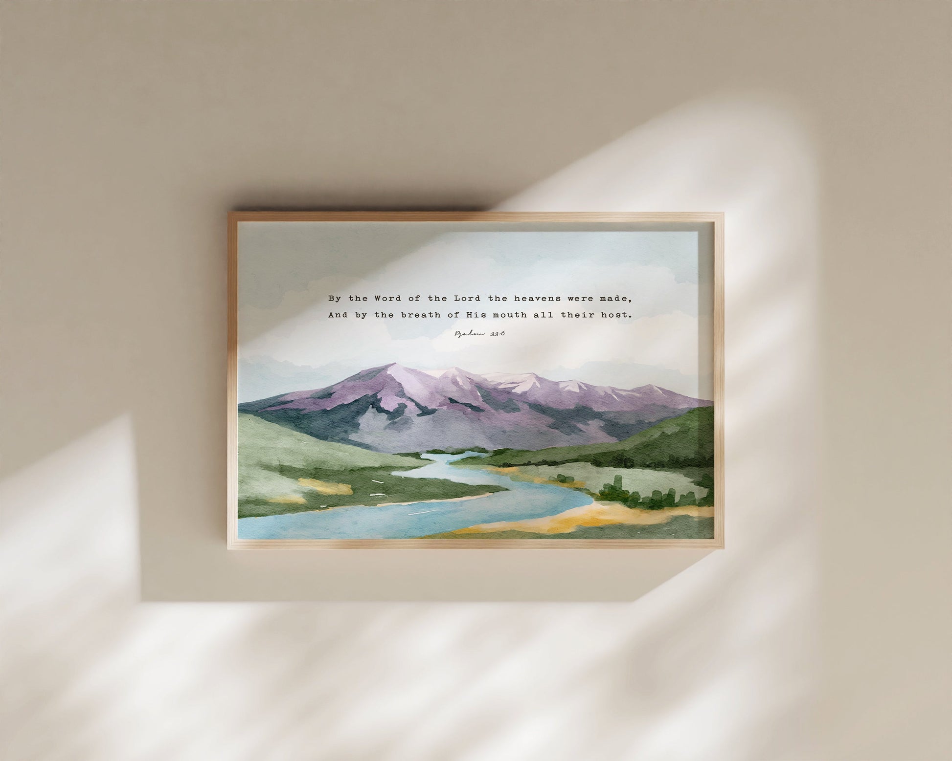 Scripture Art Psalm 33 Bible verses Watercolor Landscape - Creation Sings