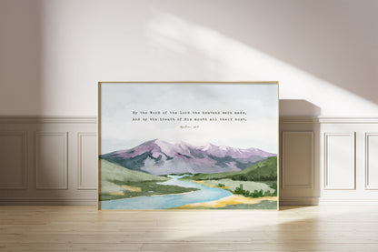 Scripture Art Psalm 33 Bible verses Watercolor Landscape - Creation Sings