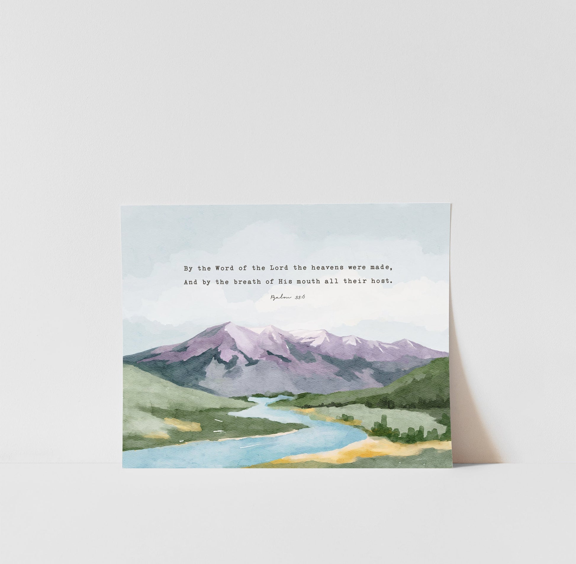 Scripture Art Psalm 33 Bible verses Watercolor Landscape - Creation Sings