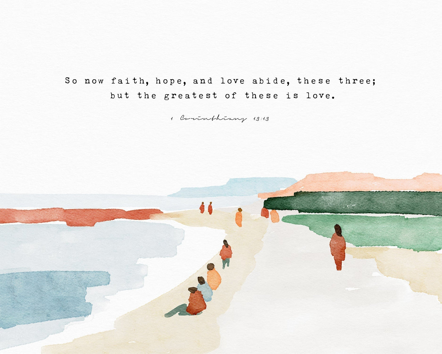 Scripture Art - Watercolor Bible Verse Art FAITH HOPE LOVE