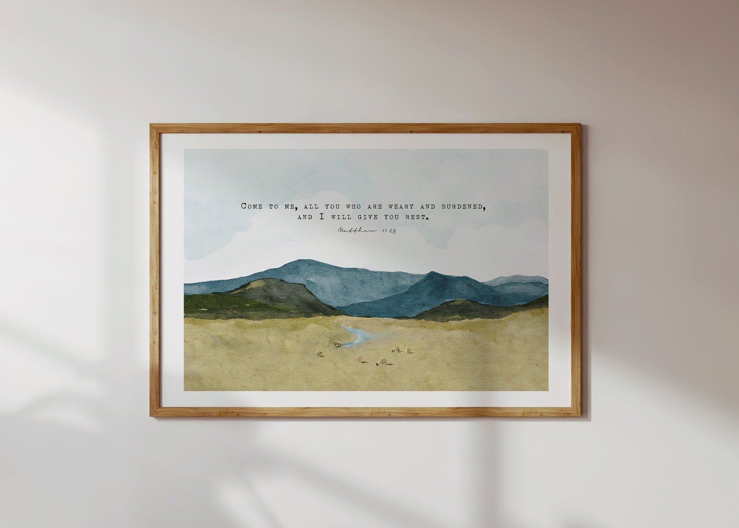 Scripture Art Watercolor Landscape _ Matthew 11 28